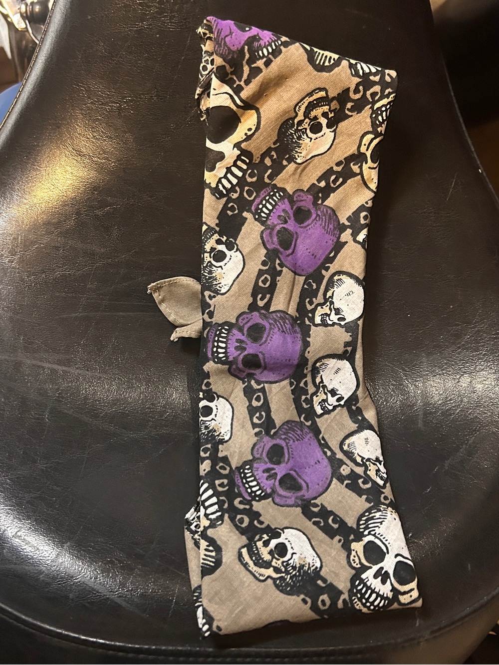 Skull Print Headband - Purple & Tan Skull Pattern